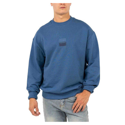Medium Blue - Front - Hugo Mens Logo Drop Shoulder Regular Sweatshirt