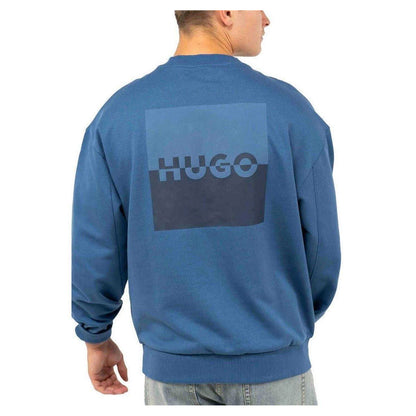 Medium Blue - Back - Hugo Mens Logo Drop Shoulder Regular Sweatshirt