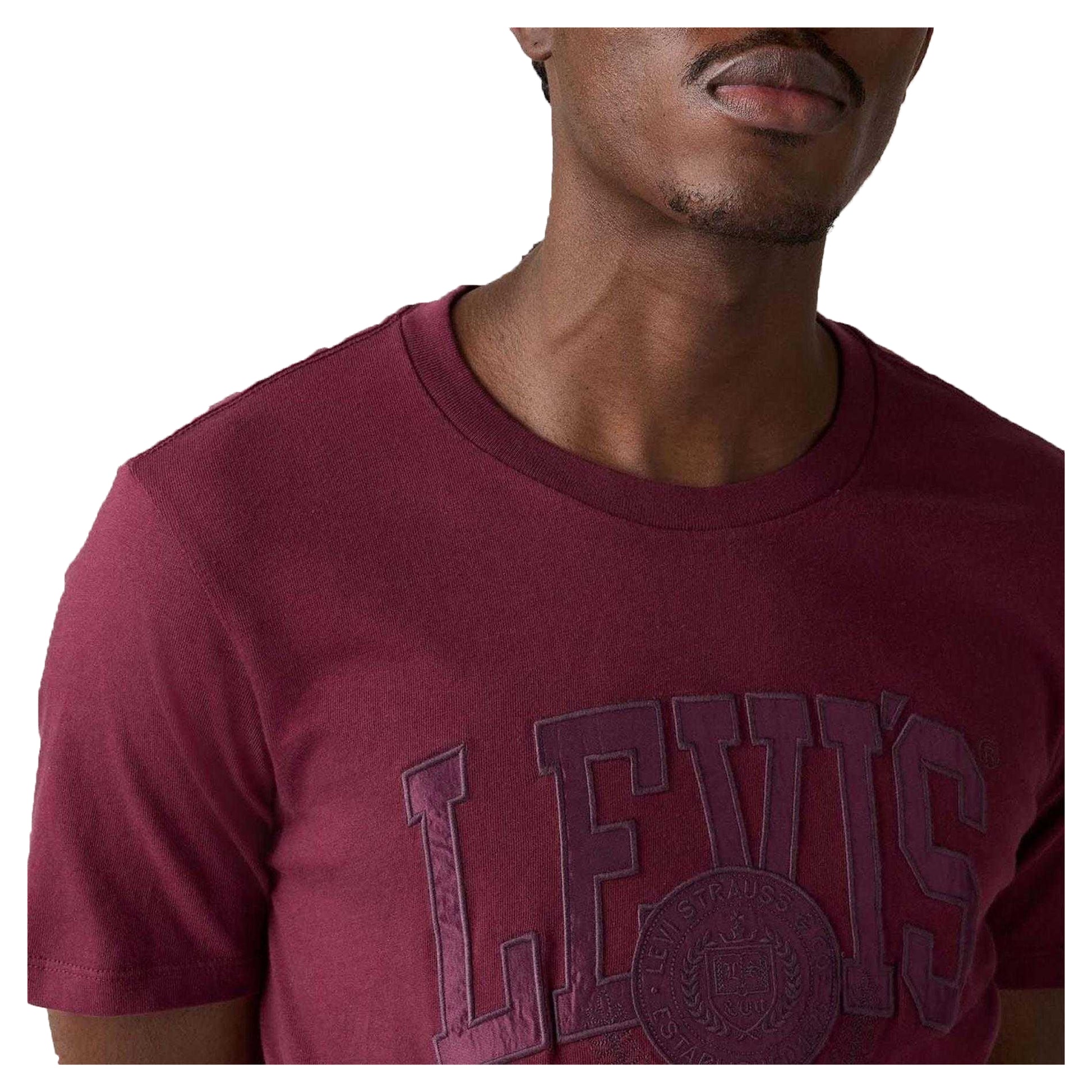 Purple - Side - Levis Mens Lettering Embroidered T-Shirt