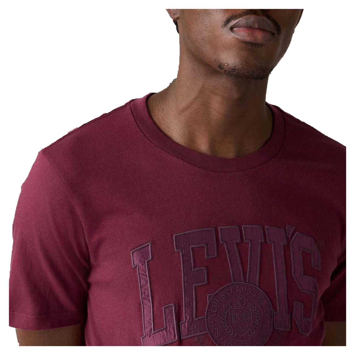 Purple - Side - Levis Mens Lettering Embroidered T-Shirt
