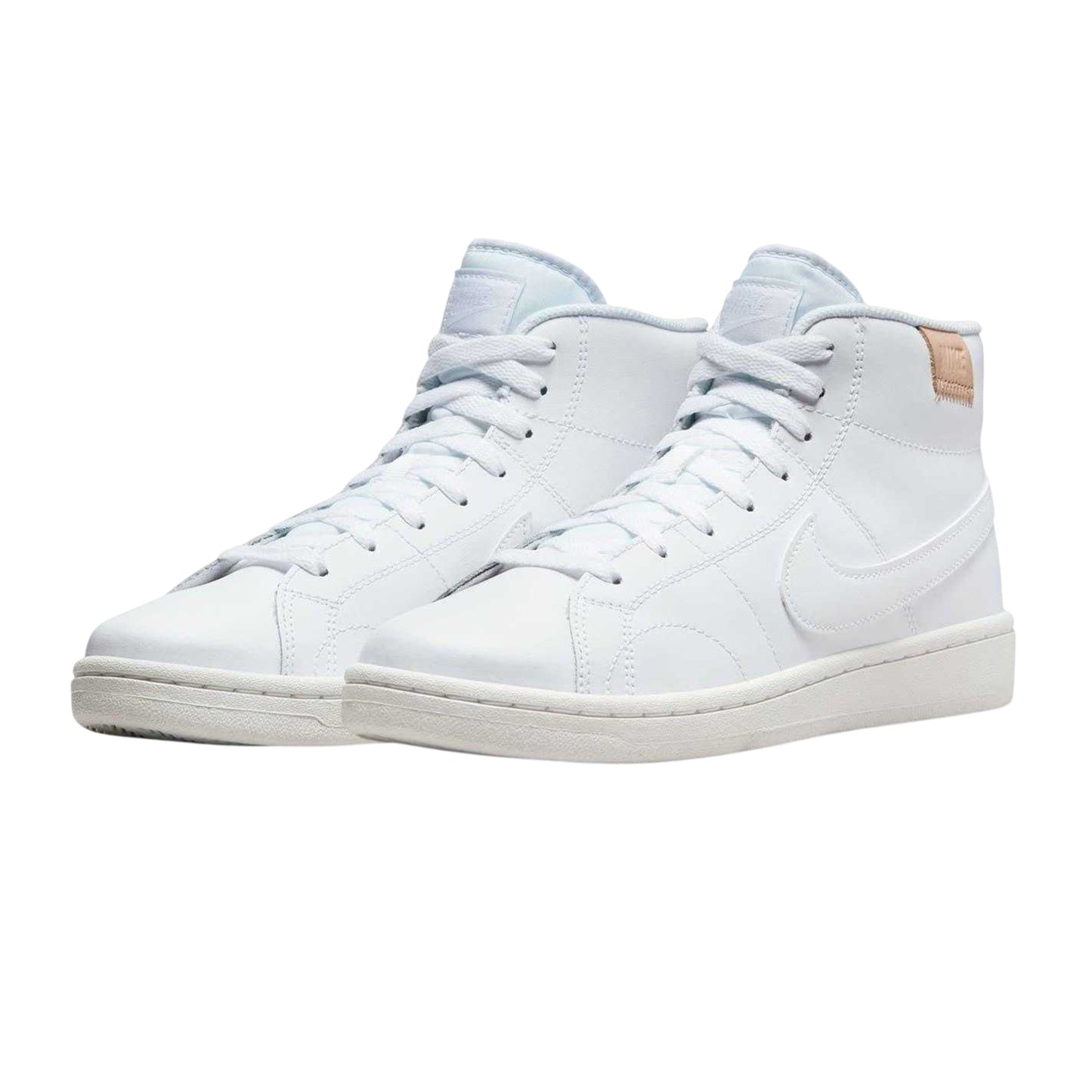 White - Pack Shot - Nike Womens-Ladies Court Royale 2 Mid Cut Trainers