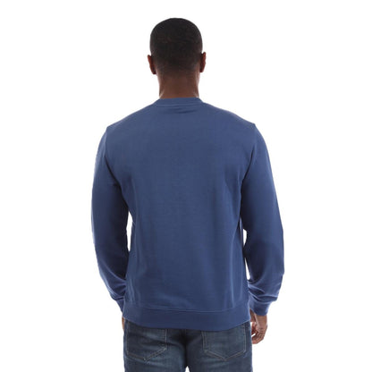 Medium Blue - Back - Hugo Mens Ribbed Collar Regular Sweatshirt