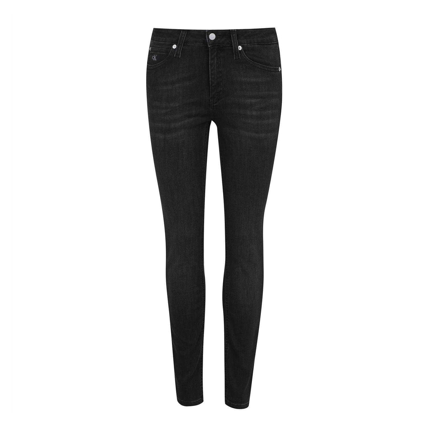 Washed Blue - Front - Calvin Klein Womens-Ladies 011 Mid Rise Skinny Jeans