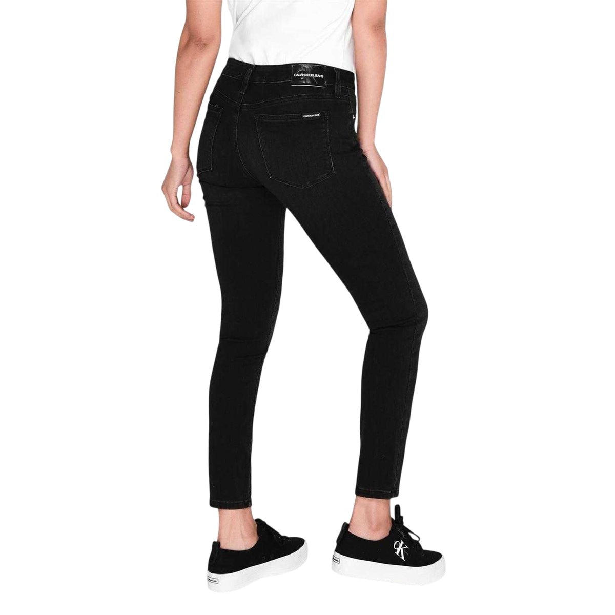 Washed Blue - Back - Calvin Klein Womens-Ladies 011 Mid Rise Skinny Jeans