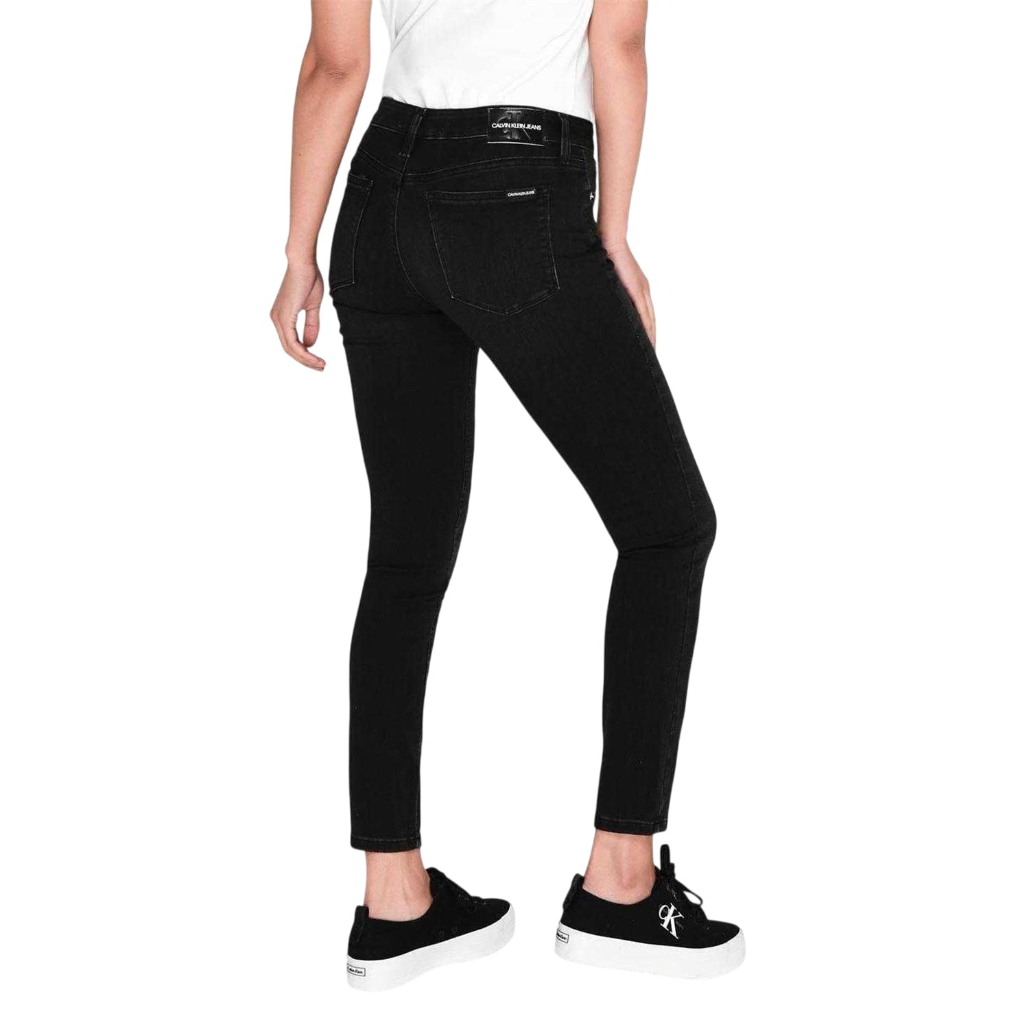 Washed Blue - Back - Calvin Klein Womens-Ladies 011 Mid Rise Skinny Jeans