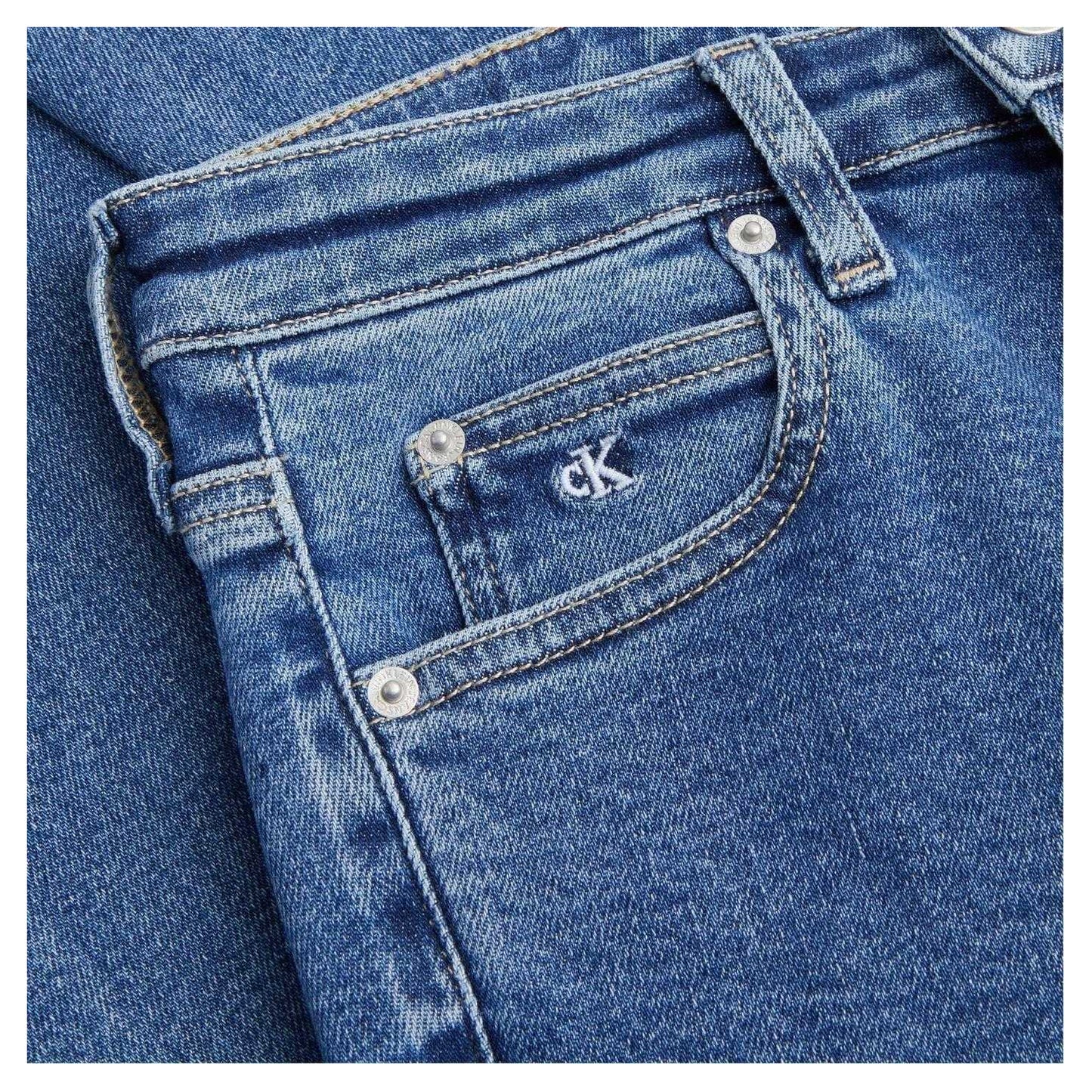 Mid Blue - Side - Calvin Klein Womens-Ladies High Rise Skinny Jeans