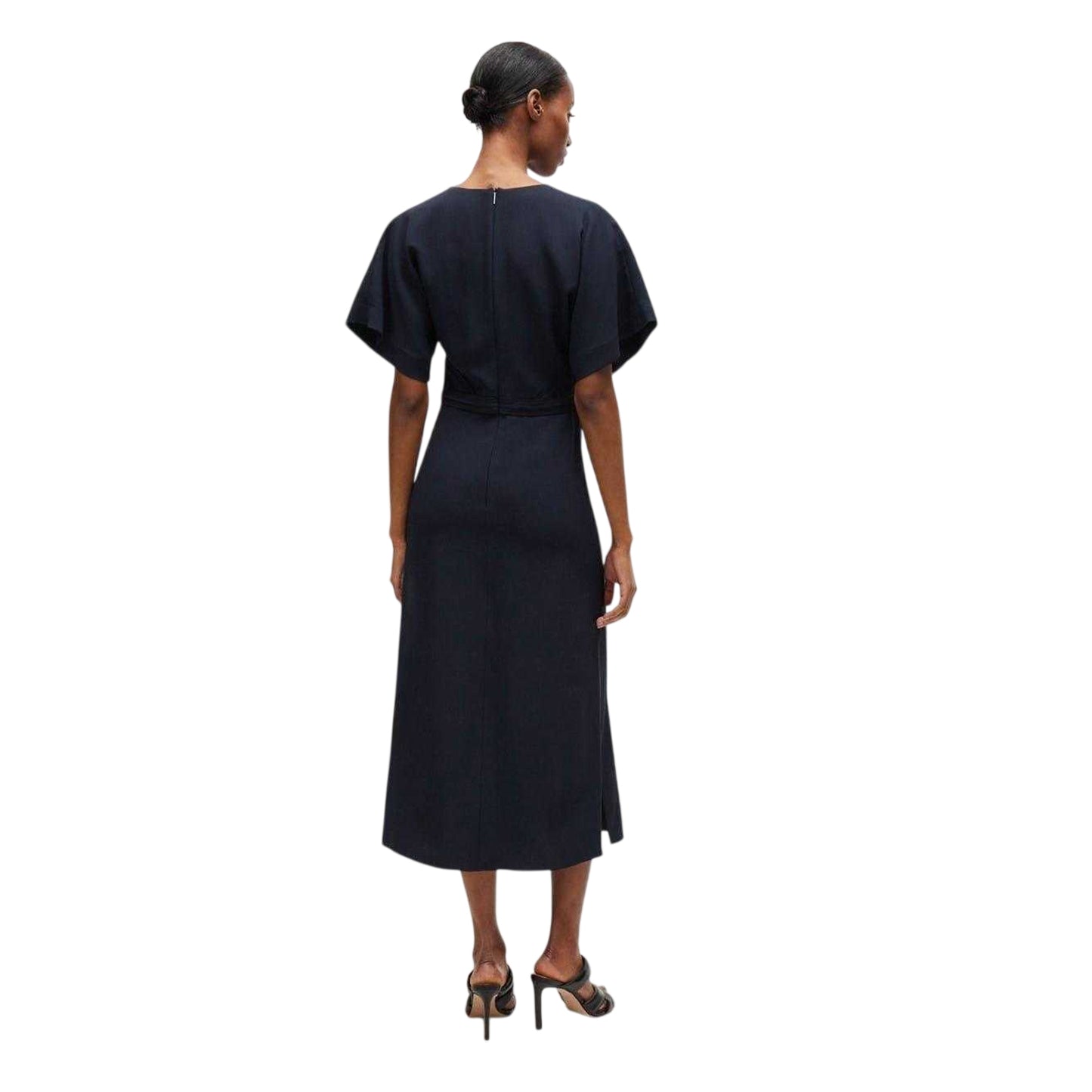 Dark Blue - Back - Boss Womens-Ladies A-line Fitted Kimono Sleeve Midi Dress