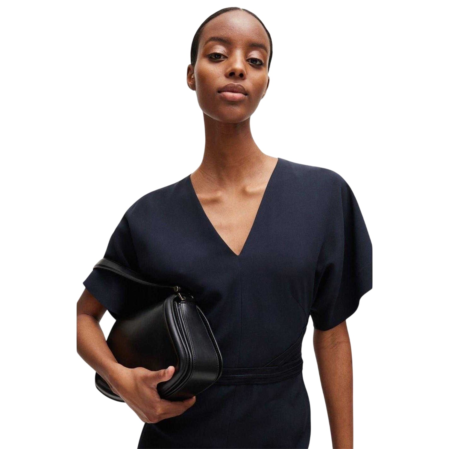 Dark Blue - Lifestyle - Boss Womens-Ladies A-line Fitted Kimono Sleeve Midi Dress