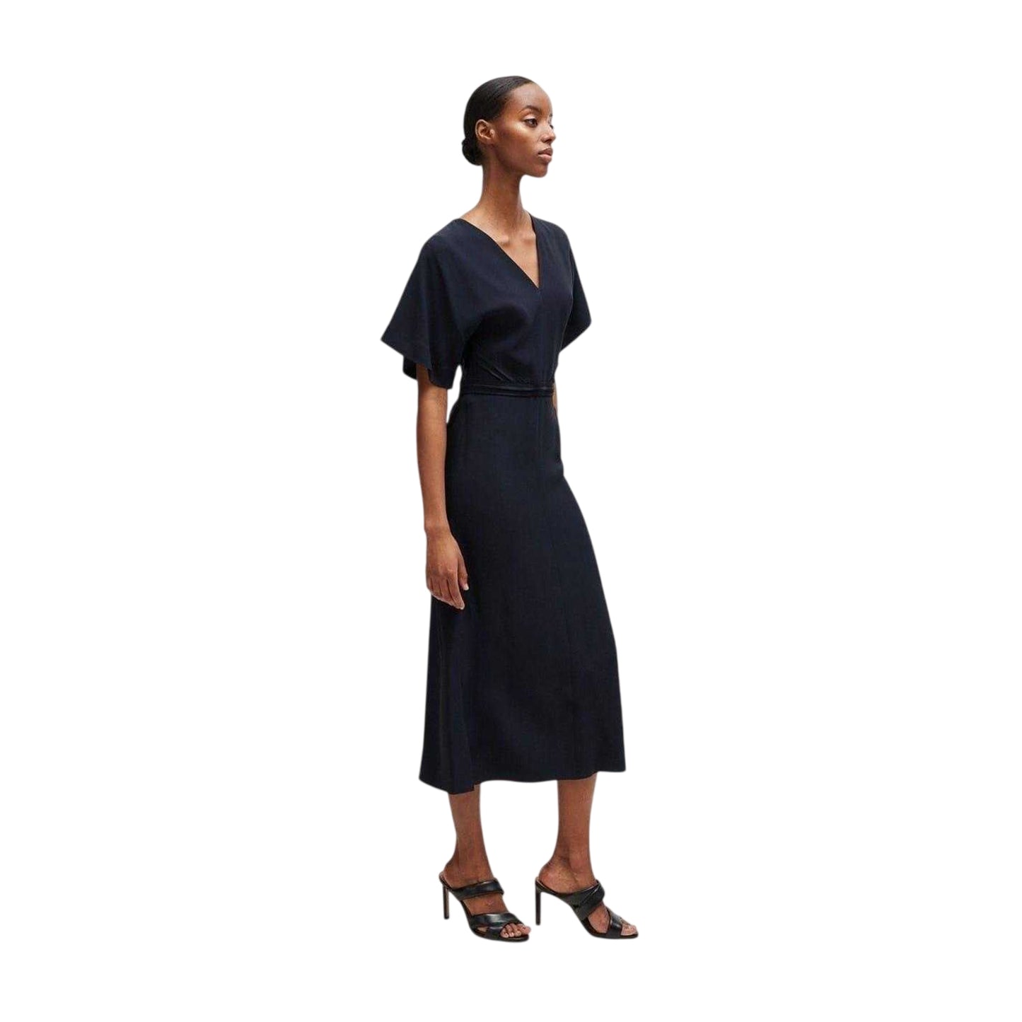 Dark Blue - Front - Boss Womens-Ladies A-line Fitted Kimono Sleeve Midi Dress