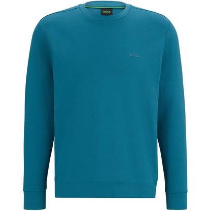 Medium Blue - Front - Boss Mens Tonal Logo Ribbed Collar Raglan Sweatshirt