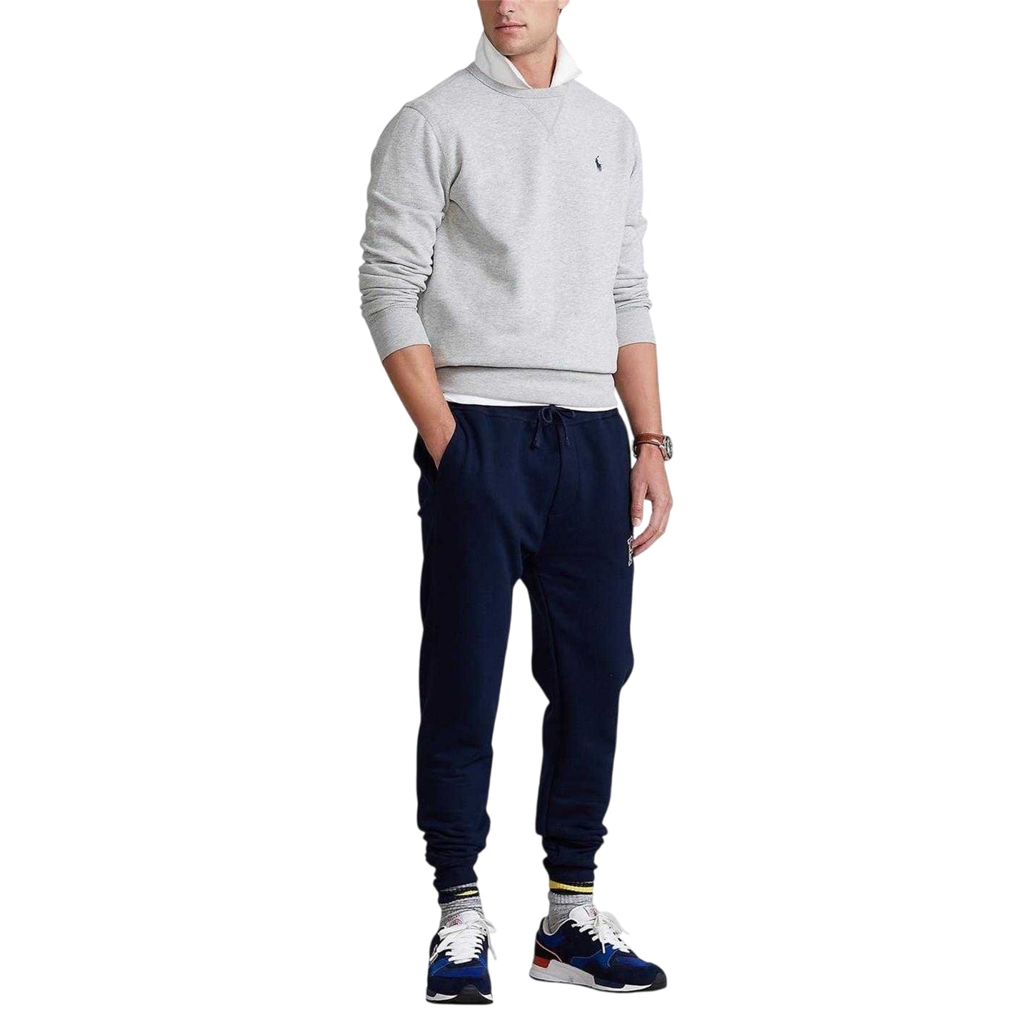 Grey - Side - Ralph Lauren Mens Embroidered Logo Crew Neck Sweatshirt