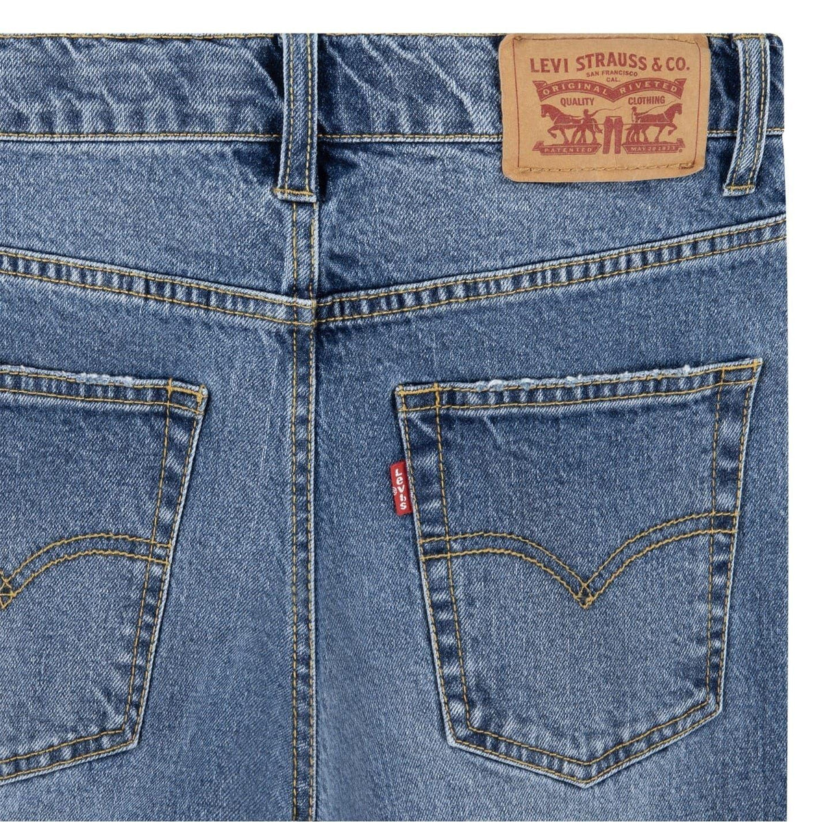 Blue - Side - Levis Childrens-Kids Tapered Leg Mom Jeans
