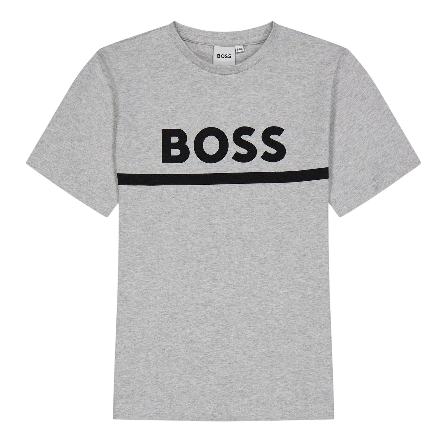 Grey - Front - Boss Childrens-Kids Large Logo T-Shirt