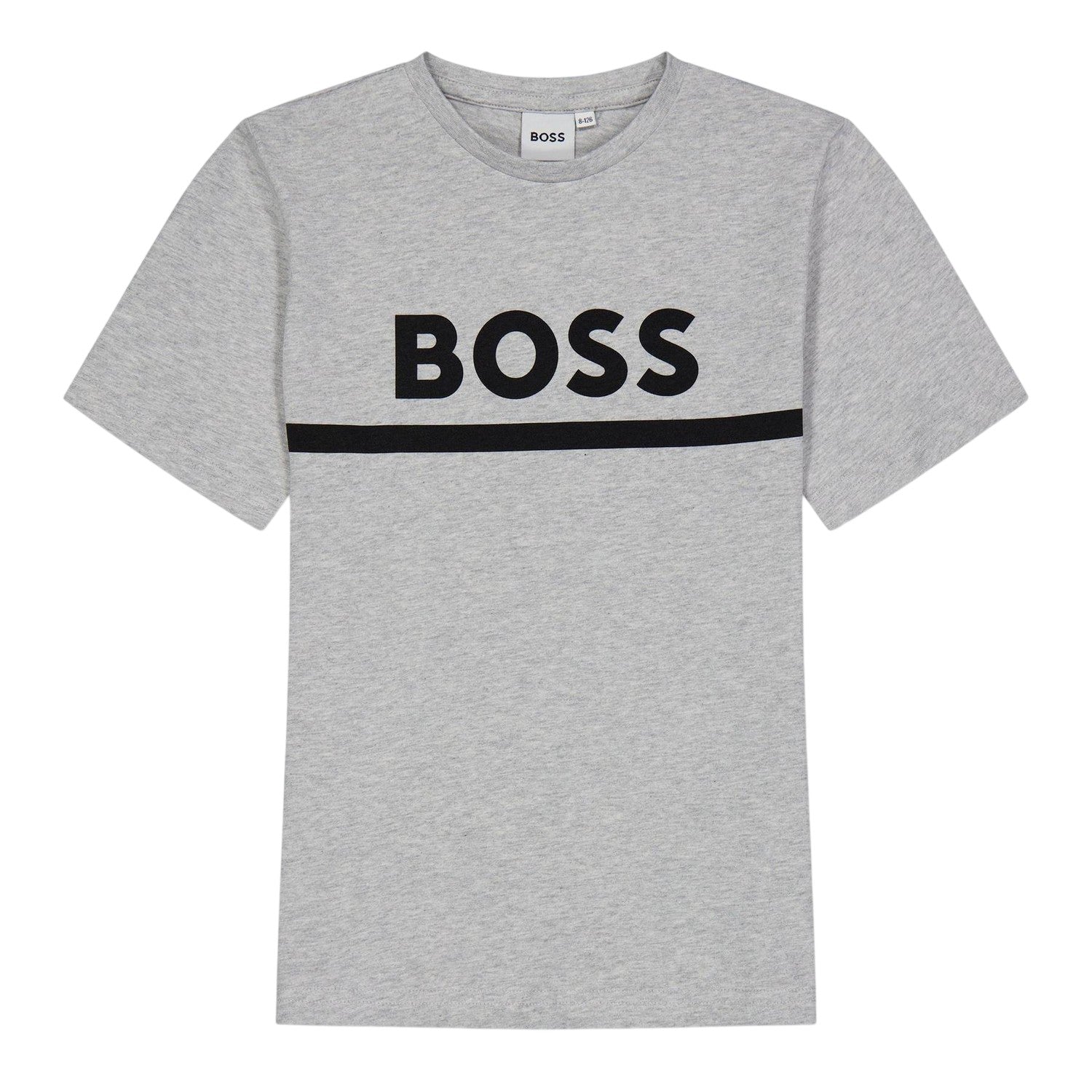 Grey - Front - Boss Childrens-Kids Large Logo T-Shirt