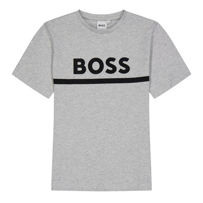 Grey - Front - Boss Childrens-Kids Large Logo T-Shirt
