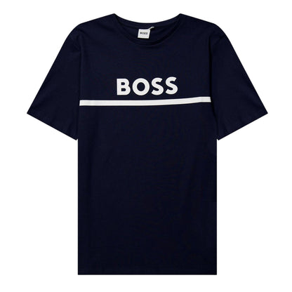 Navy - Front - Boss Childrens-Kids Large Logo T-Shirt
