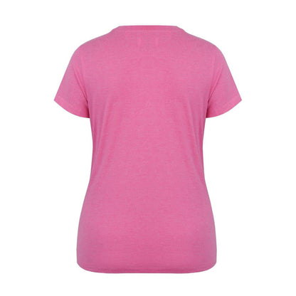 Pink Marl - Back - Lee Cooper Womens-Ladies Classic Butterfly Flowers T-Shirt