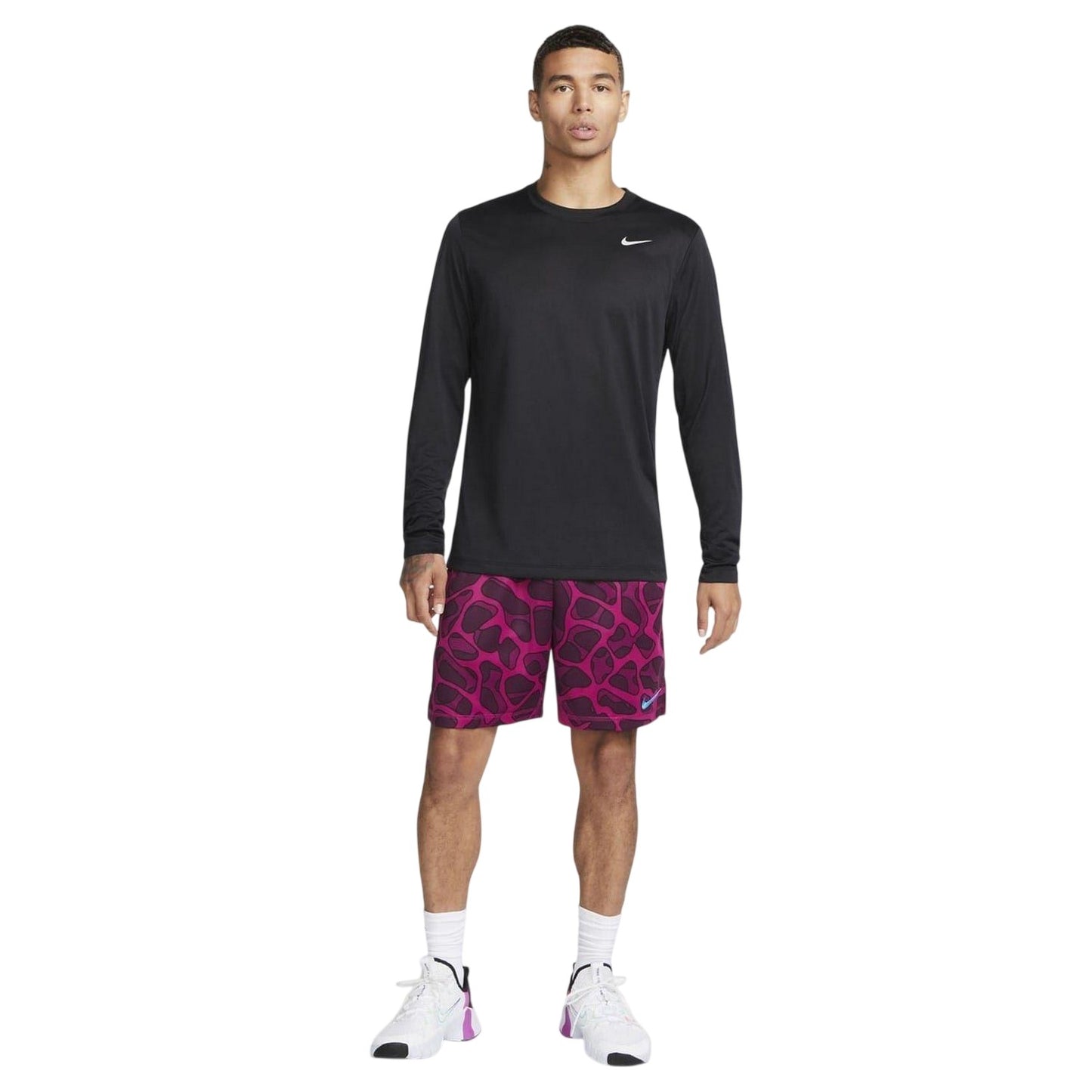 Black-Silver - Side - Nike Mens Legend Regular Long-Sleeved T-Shirt