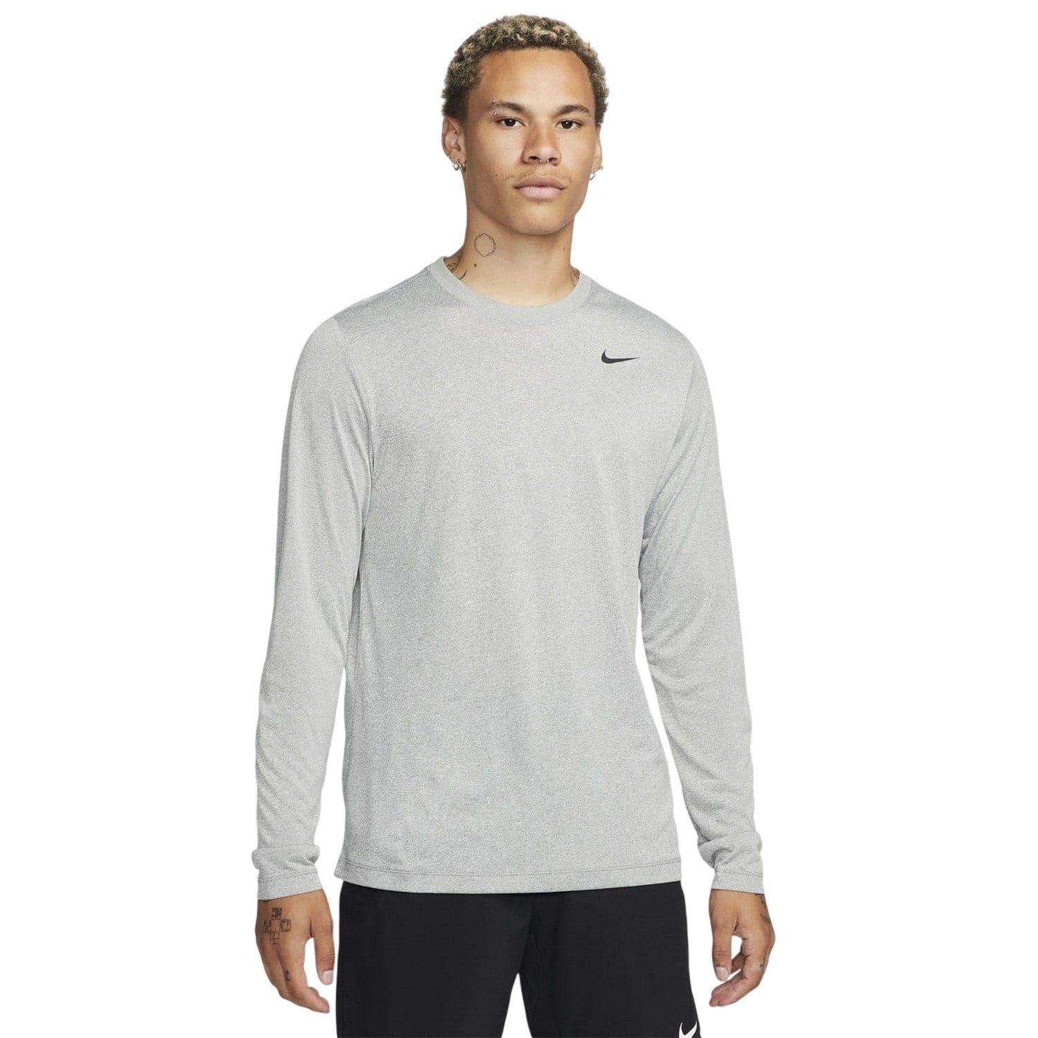Grey-Silver - Front - Nike Mens Legend Regular Long-Sleeved T-Shirt