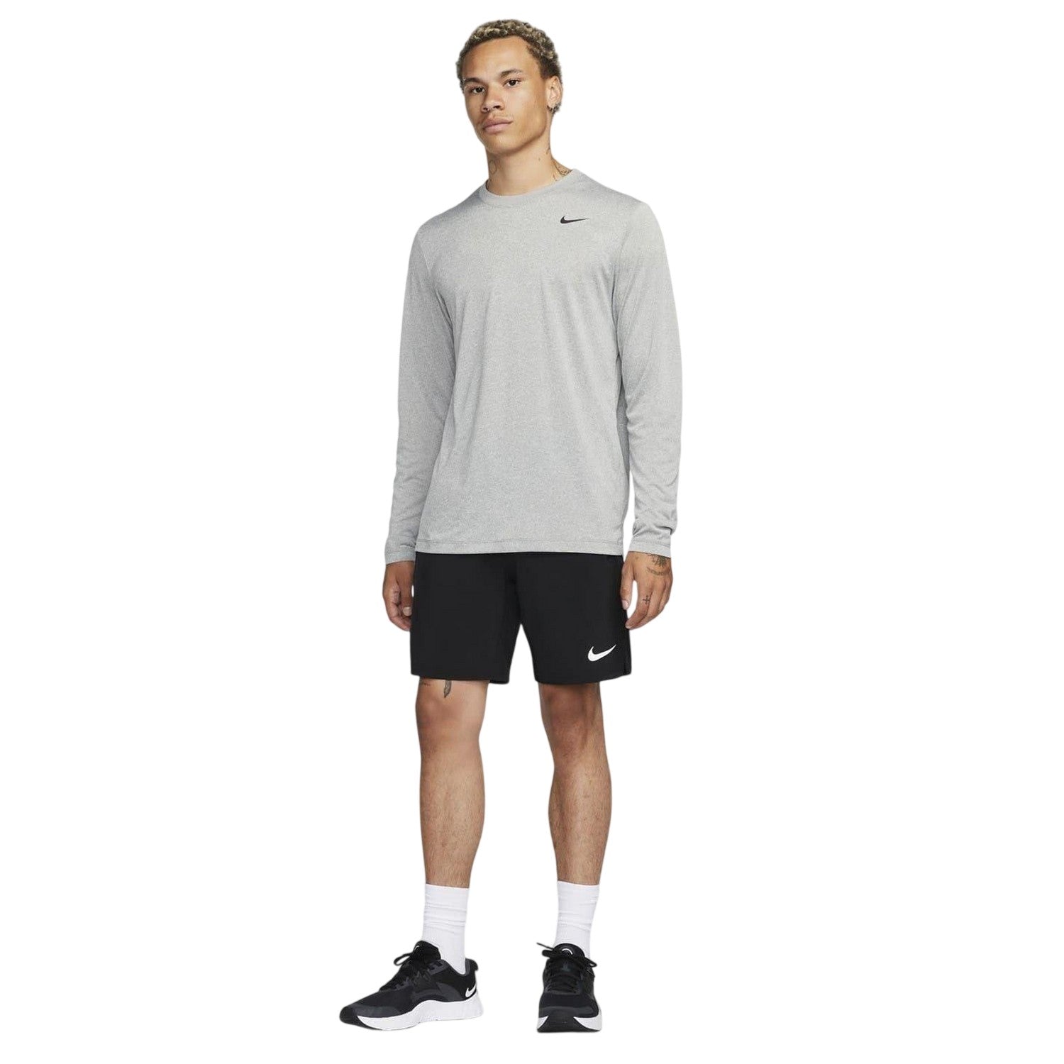 Grey-Silver - Side - Nike Mens Legend Regular Long-Sleeved T-Shirt