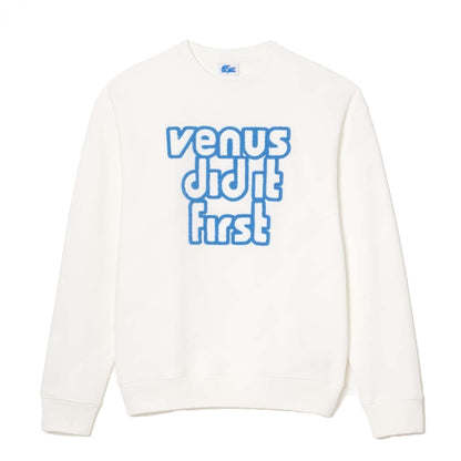 Cream - Front - Lacoste Womens-Ladies Fleece Oversized Sweatshirt