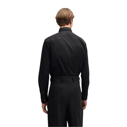 Black - Back - Hugo Mens Ermo Organic Cotton Shirt
