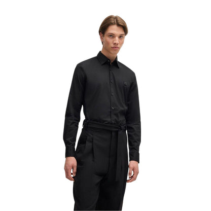 Black - Front - Hugo Mens Ermo Organic Cotton Shirt