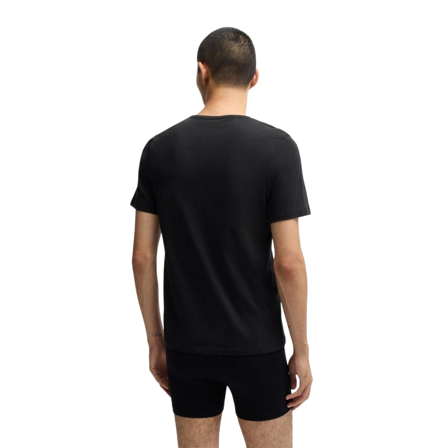 Black - Back - Hugo Mens Plain Pyjama Top (Pack of 3)