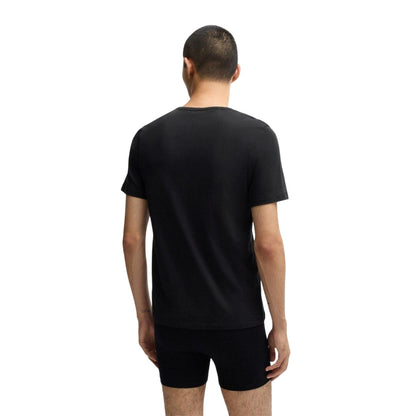 Black - Back - Hugo Mens Plain Pyjama Top (Pack of 3)