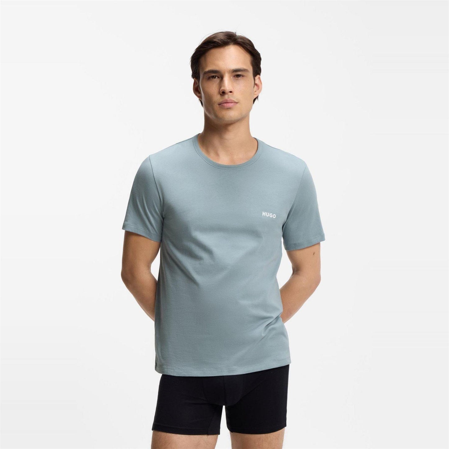 White-Blue-Grey - Pack Shot - Hugo Mens Plain Pyjama Top (Pack of 3)