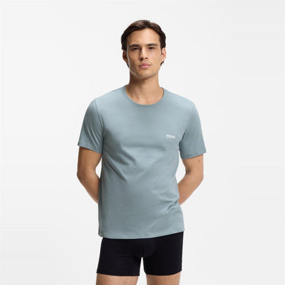 White-Blue-Grey - Pack Shot - Hugo Mens Plain Pyjama Top (Pack of 3)