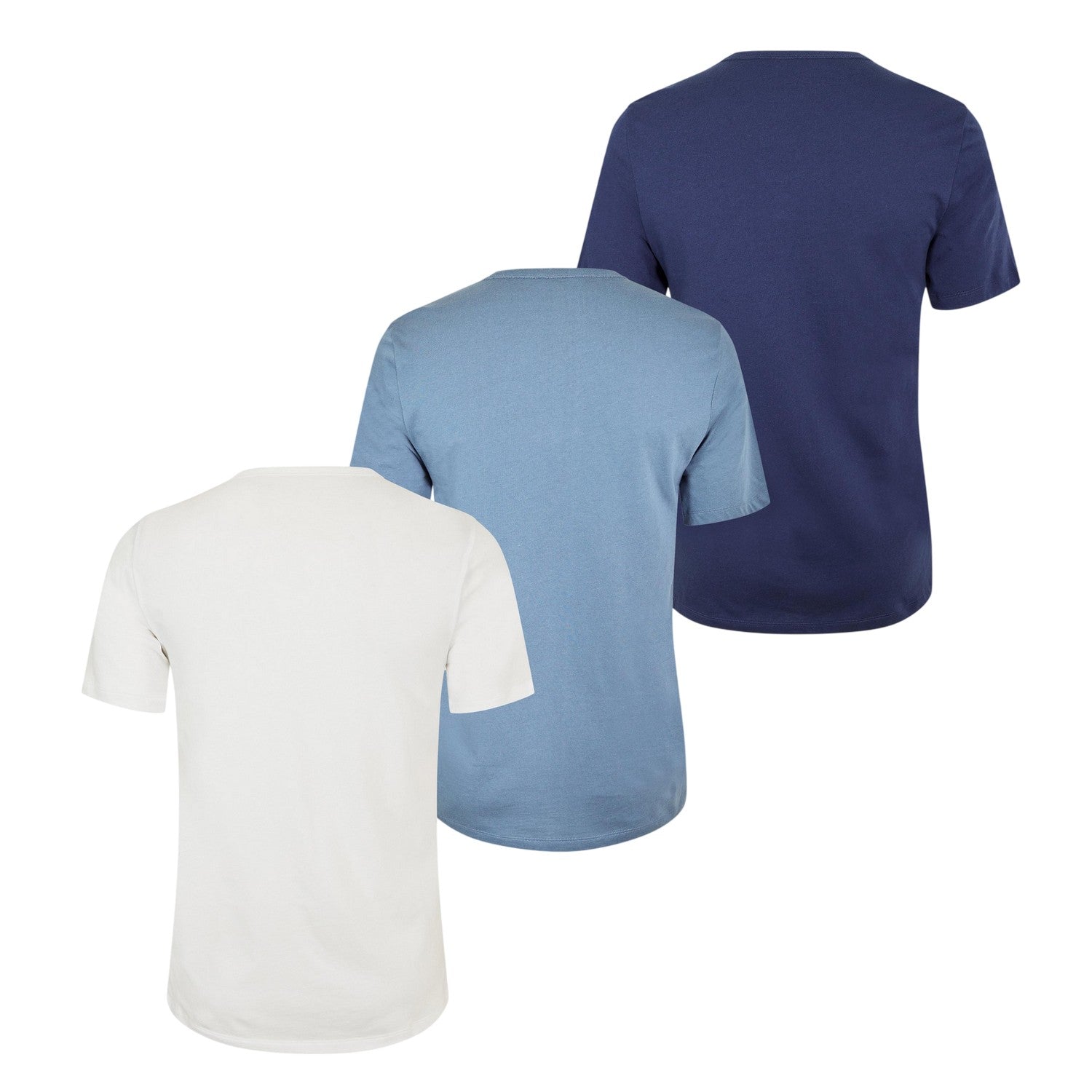 Blue-White-Navy Blue - Back - Hugo Mens Plain Pyjama Top (Pack of 3)