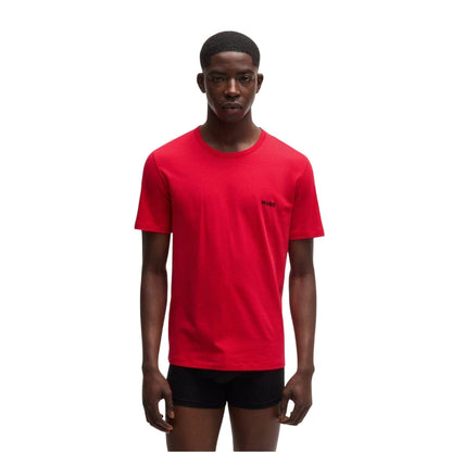 Red-Green-Black - Side - Hugo Mens Plain Pyjama Top (Pack of 3)