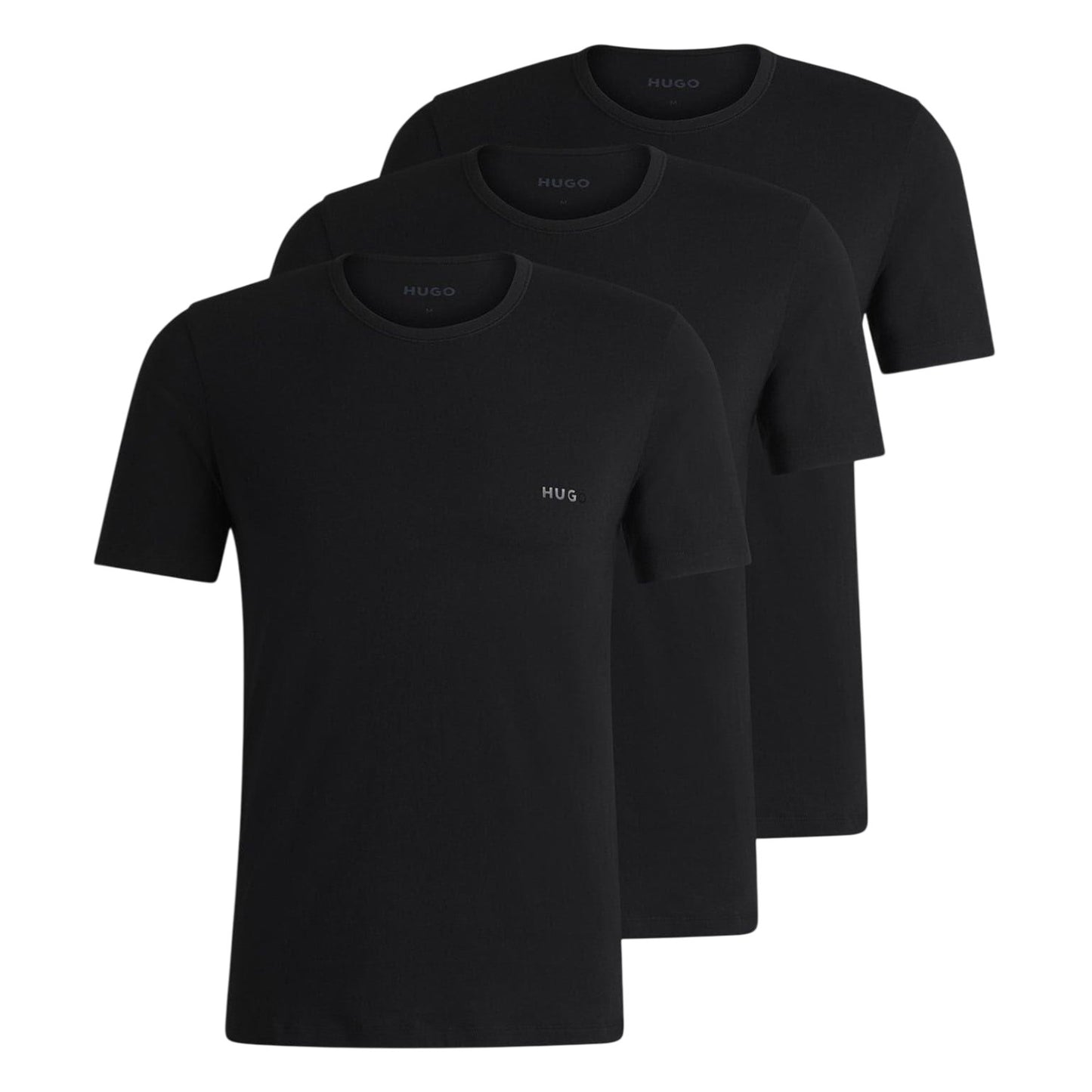 Black - Front - Hugo Mens Plain Pyjama Top (Pack of 3)
