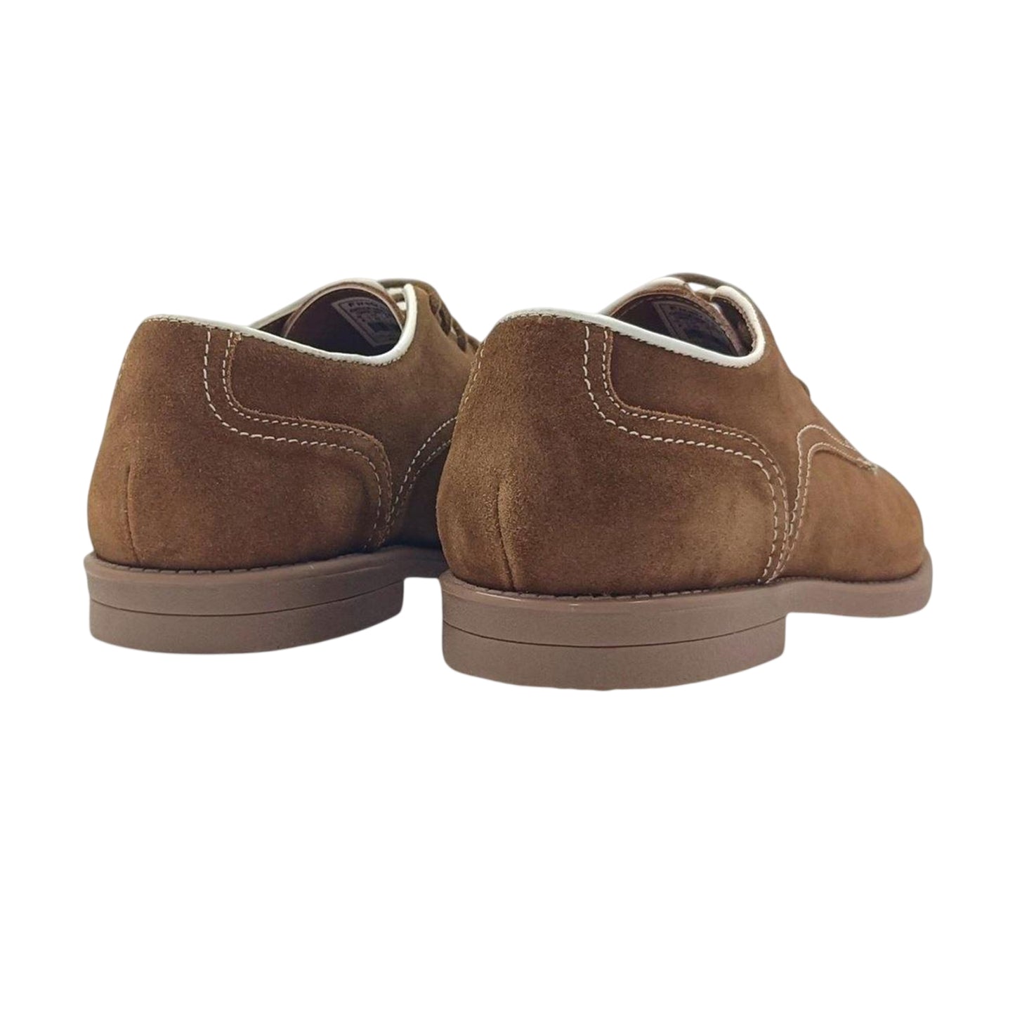 Dark Tan - Back - Firetrap Mens Arthur Suede Low Block Heel Derby Shoes