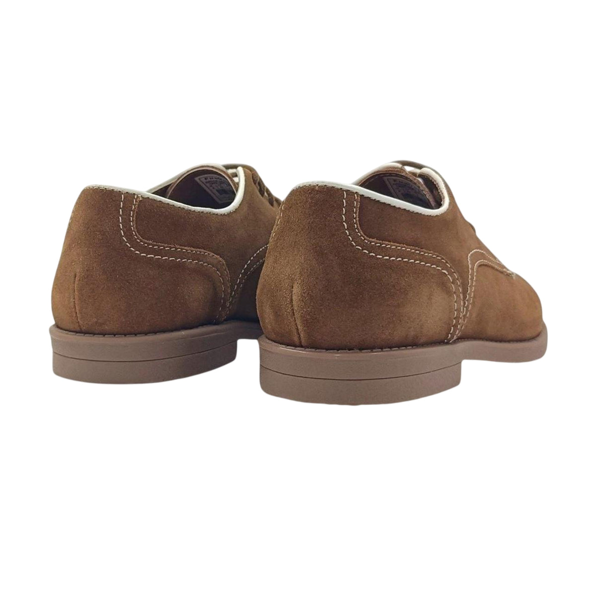 Dark Tan - Back - Firetrap Mens Arthur Suede Low Block Heel Derby Shoes