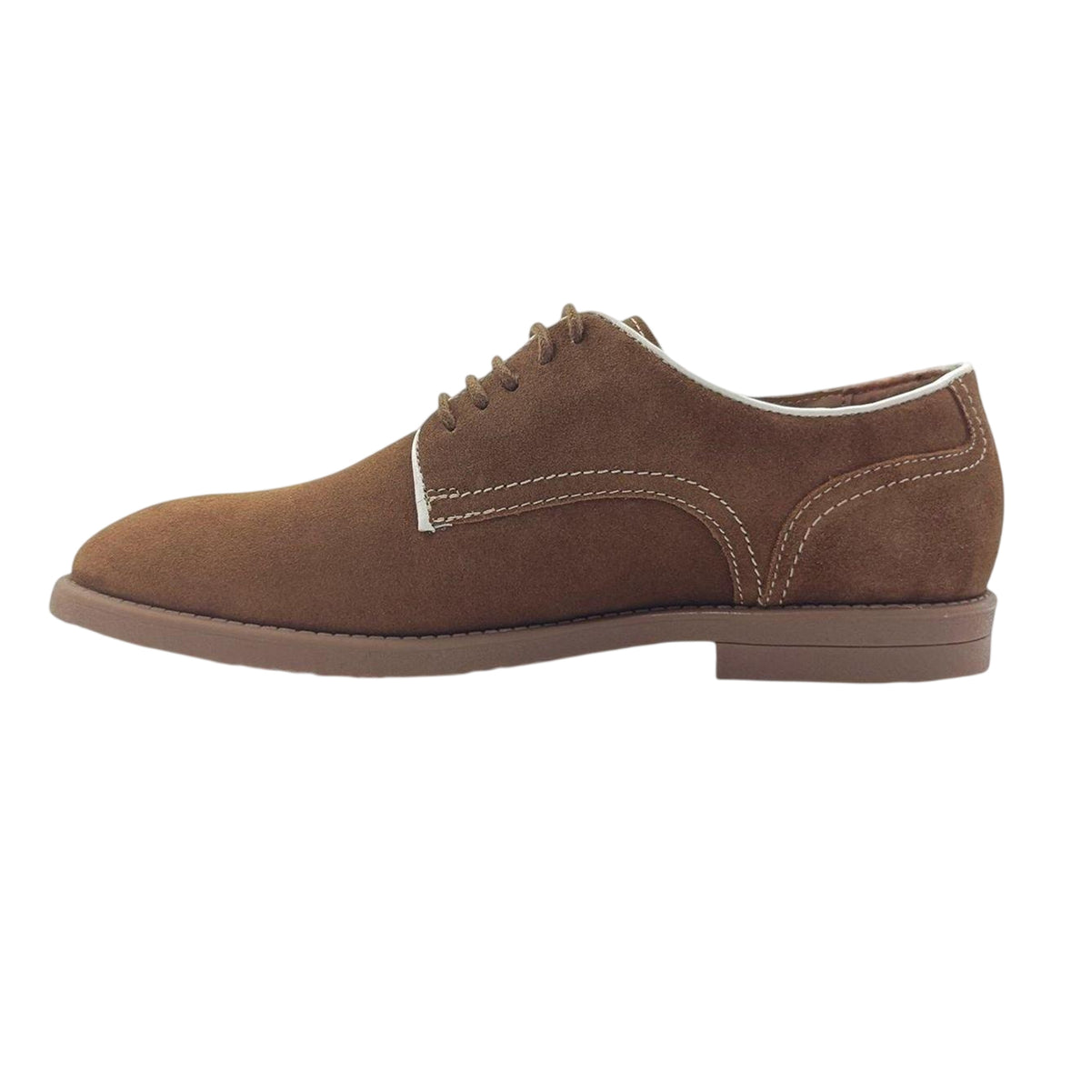 Dark Tan - Side - Firetrap Mens Arthur Suede Low Block Heel Derby Shoes