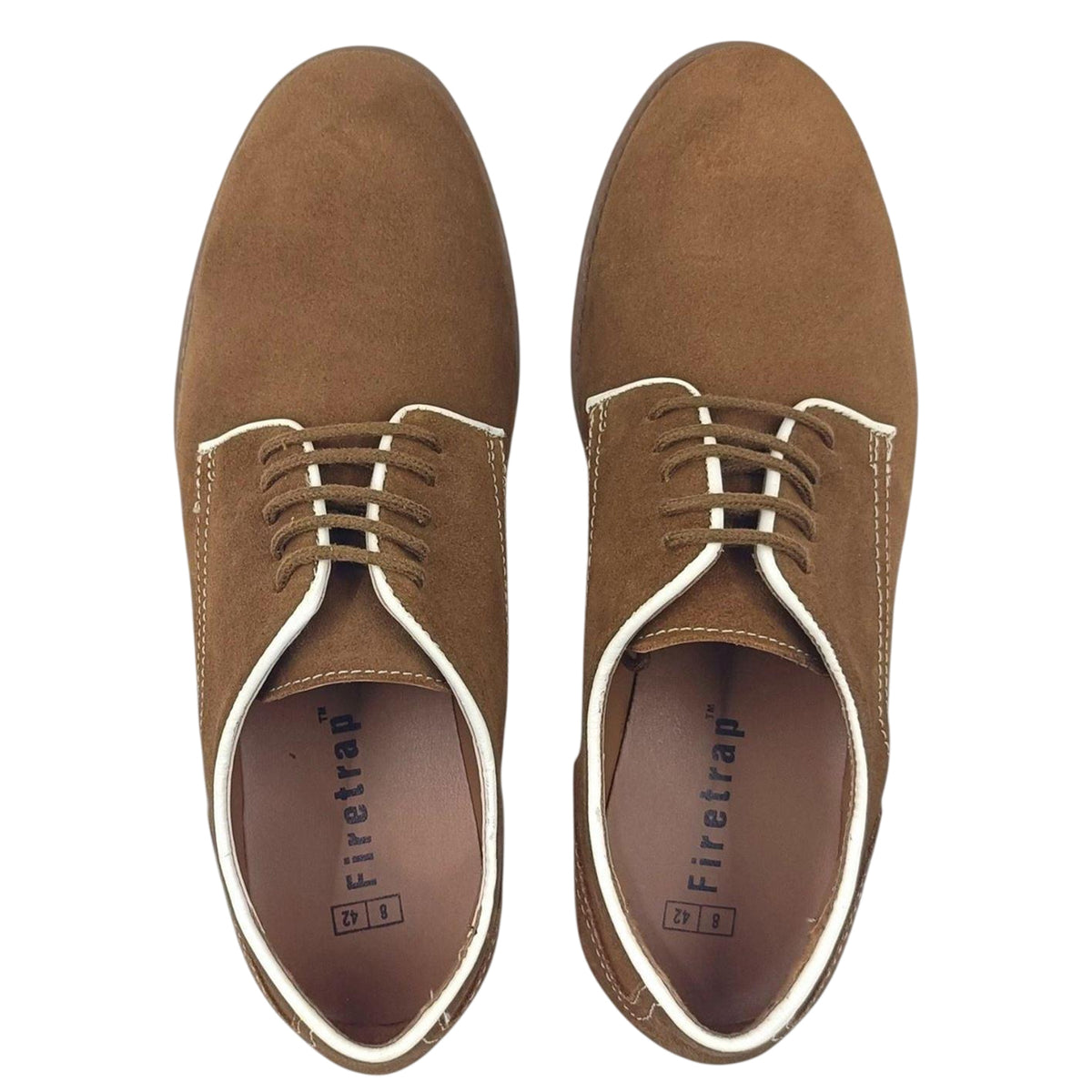 Dark Tan - Lifestyle - Firetrap Mens Arthur Suede Low Block Heel Derby Shoes