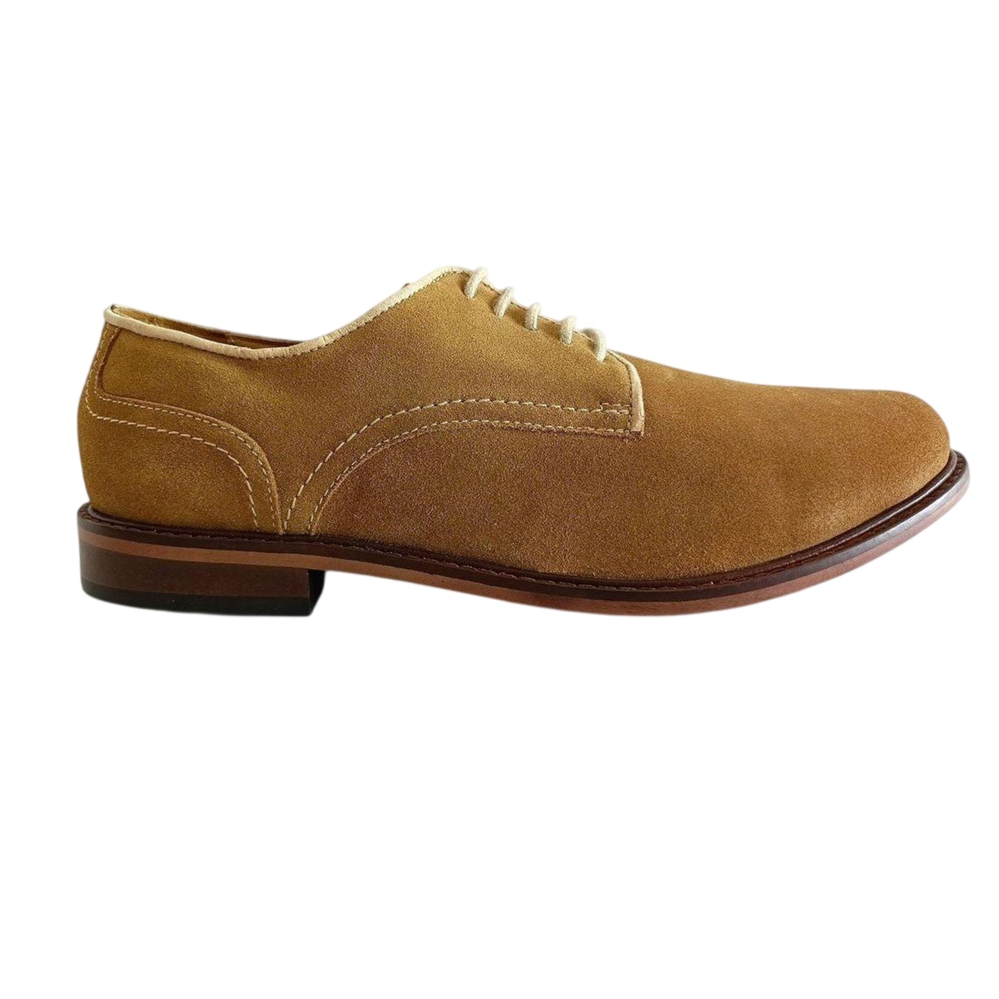 Sand - Front - Firetrap Mens Arthur Suede Low Block Heel Derby Shoes