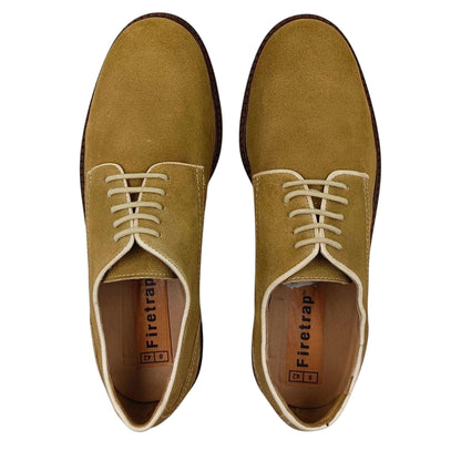 Sand - Lifestyle - Firetrap Mens Arthur Suede Low Block Heel Derby Shoes
