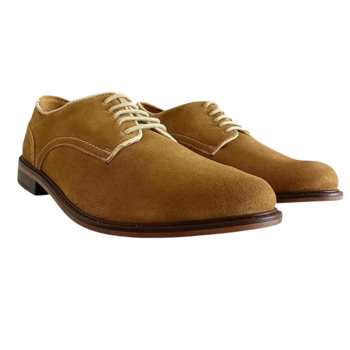 Sand - Pack Shot - Firetrap Mens Arthur Suede Low Block Heel Derby Shoes