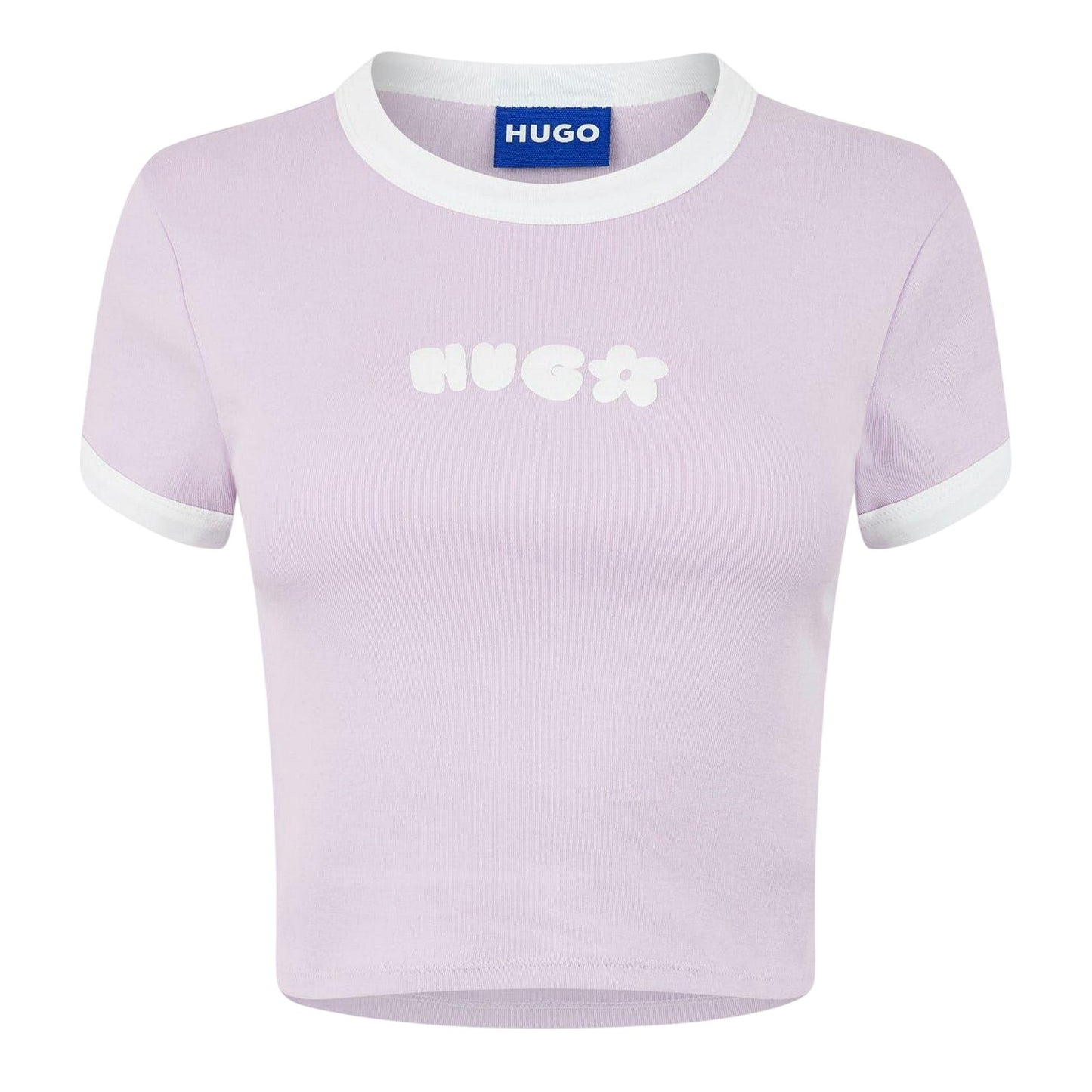 Pastel Purple - Front - Hugo Womens-Ladies Cotton Ringer Crop T-Shirt