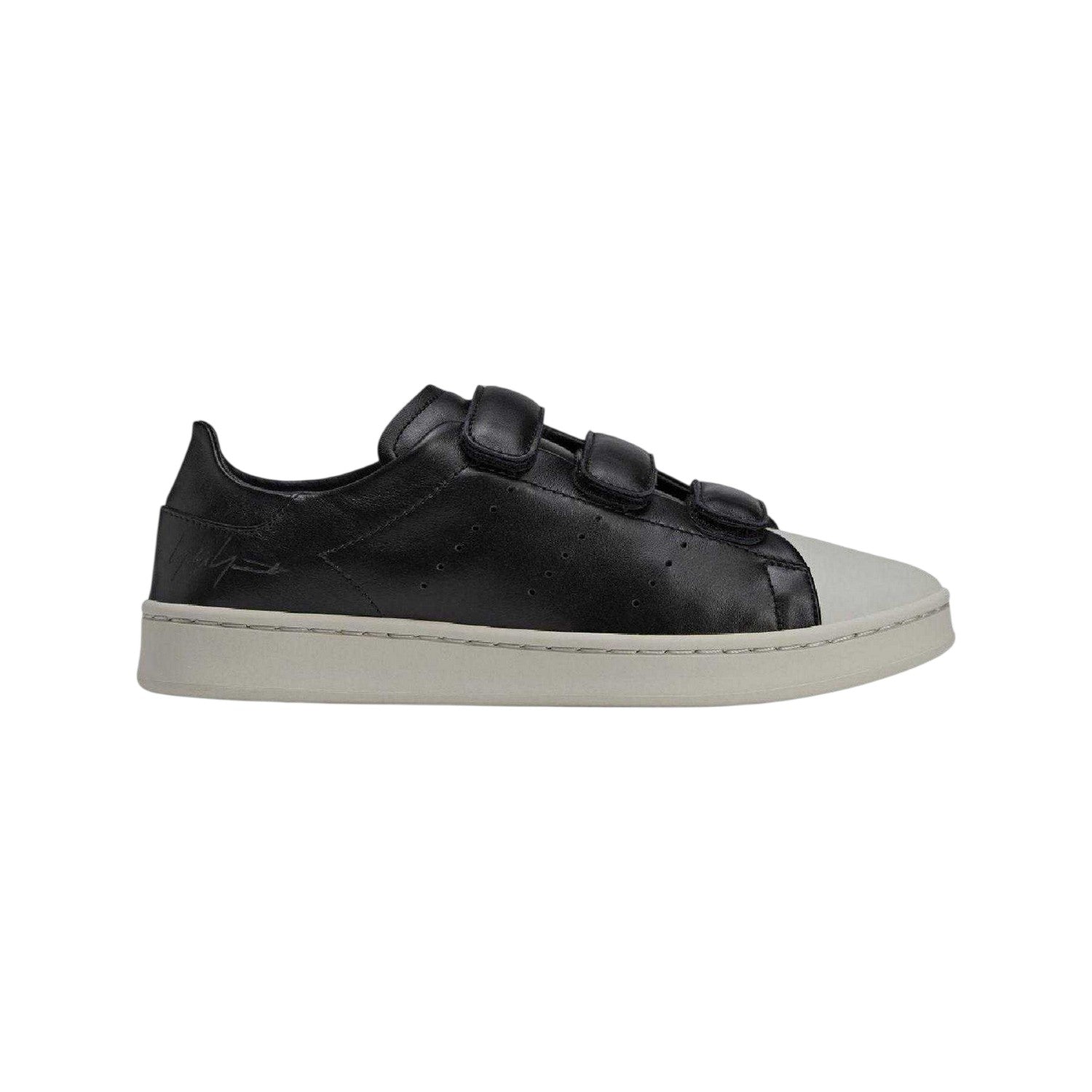 Black - Front - Y-3 Womens-Ladies Stan Smith Leather 3 Touch Fastening Strap Shoes