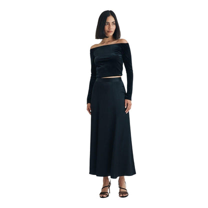 Black - Side - Nobody's Child Womens-Ladies A-line Maxi Skirt