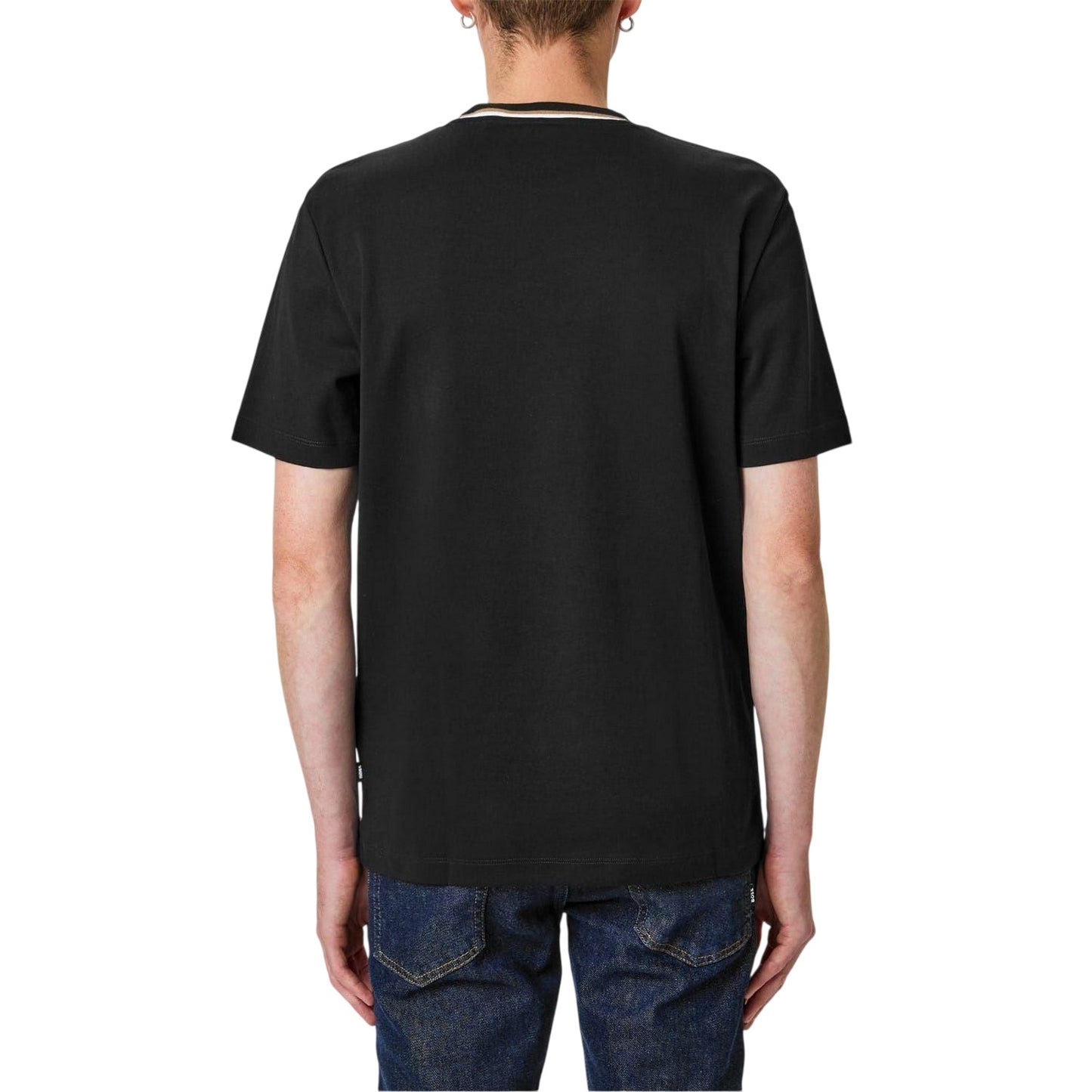 Black - Back - Boss Mens Thompson 30 Striped T-Shirt