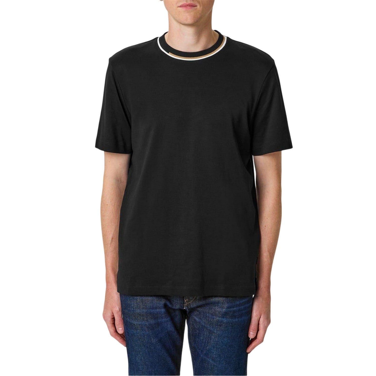 Black - Side - Boss Mens Thompson 30 Striped T-Shirt