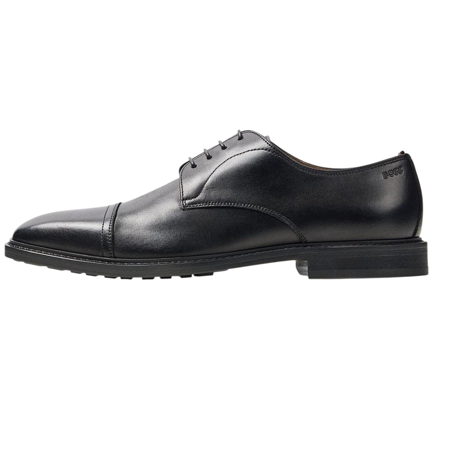 Black - Back - Boss Mens Leather Derby Shoes