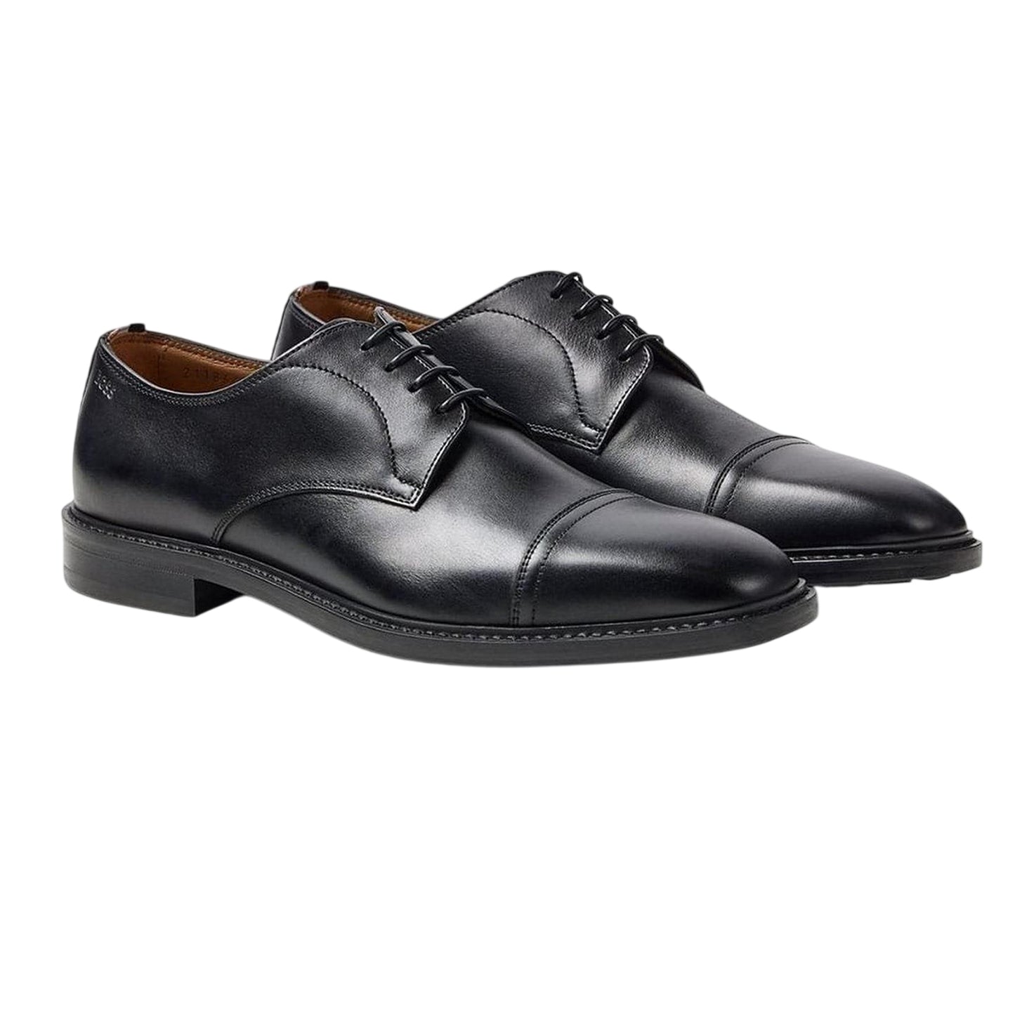Black - Side - Boss Mens Leather Derby Shoes
