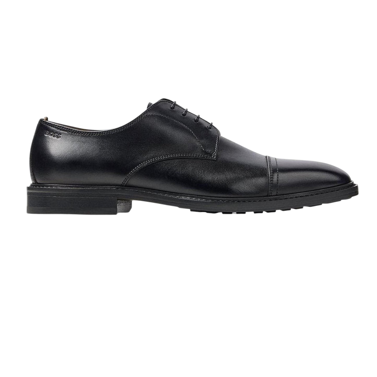 Black - Front - Boss Mens Leather Derby Shoes