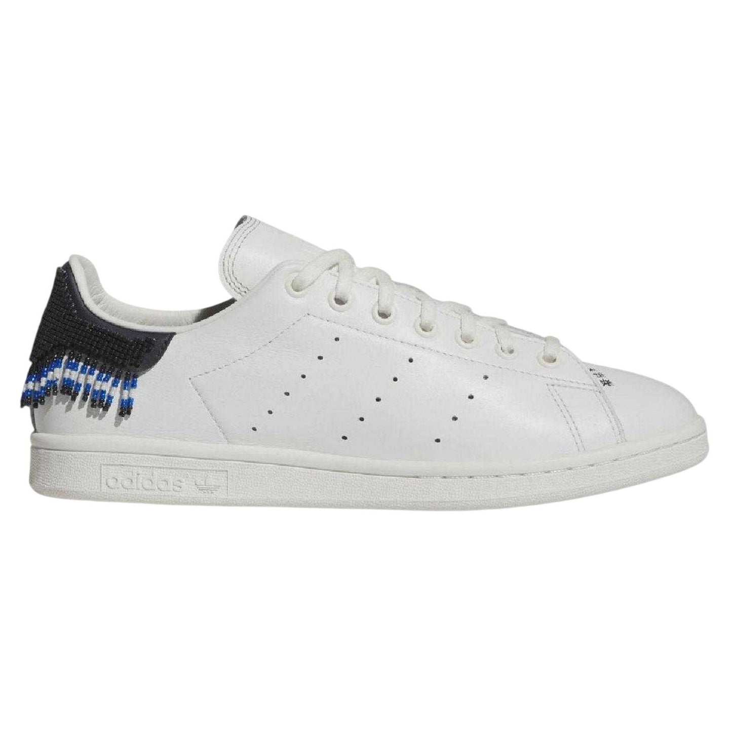 White - Front - Adidas Mens Stan Smith Beaded Leather Embellished Flat Trainers